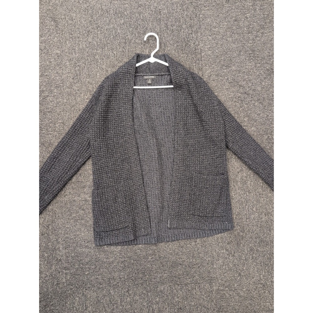 Banana Republic Cardigan Sweater Womens Medium Gray Italian Wool Blend Knit Open